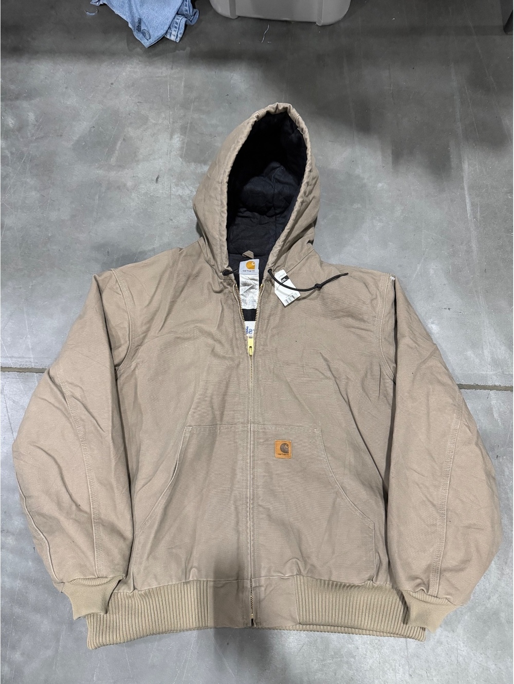 Vintage Carhartt J130 MUS Hooded Jacket Mushroom Yellow Size XL Regular